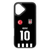 Beşiktaş Kişiye Özel Siyah Forma iPhone 17 Kılıf (Cam) - Lisanslı Orijinal