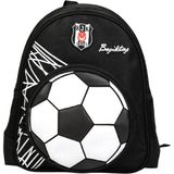Beşiktaş Lisanslı 3D Futbol Topu Baskılı Anaokulu Çantası - 2 Bölmeli Küçük Boy Sırt Çantası - Siyah