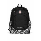 Beşiktaş Lisanslı Çok Bölmeli Sırt Çantası - Su İtici Kumaşlı Desenli Laptop Okul Çantası Siyah - Beyaz - Gri