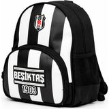 Beşiktaş Lisanslı Çubuk Desenli Rubber Logolu Su Itici Kumaşlı Anaokulu Sırt Çantası - Siyah - Beyaz