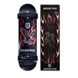 Beşiktaş Lisanslı Işıklı Silikon Tekerlekli 70x20cm Siyah-Beyaz Çocuk Kaykayı