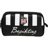 Beşiktaş Lisanslı Kalem Çantası - Siyah Beyaz Çift Bölmeli Taraftar Kalemliği - Siyah - Beyaz