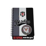 Beşiktaş Lisanslı Labirent Oyunlu 13X21CM Ölçülü A5 Boyutlu Çizgili Metal Spiralli Sert Karton Kapaklı Not Defteri - Gri - Siyah - Beyaz