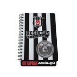 Beşiktaş Lisanslı Labirent Oyunlu 13X21CM Ölçülü A5 Boyutlu Çizgili Metal Spiralli Sert Karton Kapaklı Not Defteri - Siyah - Beyaz