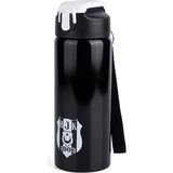 Beşiktaş Lisanslı Logolu Pipetli Çelik Matara 600ML - Siyah