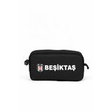 Beşiktaş Lisanslı Siyah Arma ve Yazı Detaylı Kalemlik - Çift Bölmeli Spor Kalem Çantası