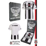Beşiktaş Orijinal 24-25 Çubuklu Siyah-Beyaz Forma Kişiye Özel Ahşap Kutulu