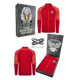 Beşiktaş Orijinal Fermuarlı Dik Yaka Cepli Kırmızı Antrenman Sweat + Bileklik Set Özel Ahşap Kutulu