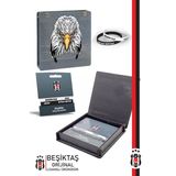 Beşiktaş Orijinal Lisanslı 2'li Siyah-Beyaz Silikon Bileklik Kanarya Baskılı Hediyelik Ahşap Kutulu