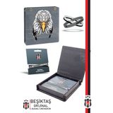 Beşiktaş Orijinal Lisanslı 3'lü Siyah Beyaz Silikon Bileklik Kartal Baskılı Hediyelik Ahşap Kutulu