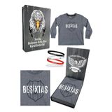 Beşiktaş Orijinal Lisanslı Logo Baskılı Çocuk Sweat + Bileklik Set Hediyelik Ahşap Kutulu