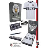 Beşiktaş Orijinal Lisanslı Nostalji Beyaz Bjk Forma + Bileklik + Uçlu Kalem Set Hediyelik Ahşap Kutu