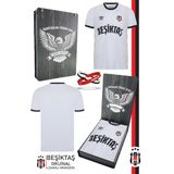 Beşiktaş Orijinal Lisanslı Nostalji Beyaz Çocuk Forma + Bileklik Set Hediyelik Ahşap Kutu