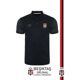 Beşiktaş Orijinal Lisanslı Polo Yaka Siyah Spor T-Shirt