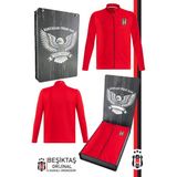 Beşiktaş Orijinal Lisanslı Tam Fermuarlı Dik Yaka Kırmızı Antrenman Sweat Hediyelik Ahşap Kutulu