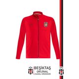 Beşiktaş Orijinal Lisanslı Tam Fermuarlı Dik Yaka Kırmızı Antrenman Sweat