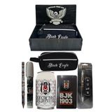 Beşiktaş Orjinal Lisanslı Beyaz Kutu Kalemtraş Ahşap Kutulu 6'lı Kırtasiye Seti
