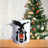 Beşiktaş Siyah Beyaz Taraftar Kara Kartal Porselen Kupa Bardak 330 ml