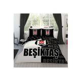 Beşiktaş Taç Lisanslı Taç Parçali Logo Çift Kişilik Nevresim Takımı Lastikli Çarşaflı
