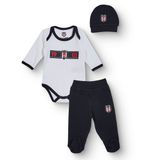 Beşiktaş Unisex Body-Alt-Şapka Lisans Baskılı Çıtçıtlı Bisiklet Yaka Long Sleeve Patikli - Beyaz