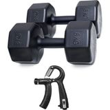 Besinistanbul 8 Kg Dambıl X 2 Adet = 16 Kg + Sayaçlı Ayarlanabilir El Yayı SİYAH