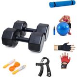 Besinistanbul Ps Spor 10 kg Dambıl x 2 Adet = 20 kg + 5 Çeşit Plastes ve Egzersiz Seti - 2 x 10 kg
