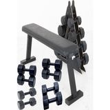 Besinistanbul Ps Spor 4 Çift Dambıl Set 3 Kg 6 Kg 8 Kg 10 Kg Plastik Materyal Katlanabilir Bench ve Dambıl Standı - Siyah