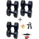 Besinistanbul Ps Spor 6 kg 8 kg 10 kg Dambıl Seti Plastik Eldiven ve Sayaçlı Atlama İpi ile Tam Set - Siyah
