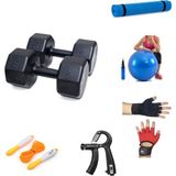 Besinistanbul Ps Spor 7 kg Dambıl x 2 Adet = 14 kg + 5 Çeşit Plastes ve Egzersiz Seti - 2 x 7 kg