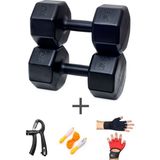Besinistanbul Ps Spor 8 kg Dambıl Set 2 Adet Plastik Materyal ile Ayarlanabilir El Yayı ve Sayaçlı Atlama İpi - Siyah