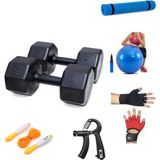 Besinistanbul Ps Spor 8 kg Dambıl x 2 Adet = 16 kg + 5 Çeşit Plastes ve Egzersiz Seti - 2 x 8 kg