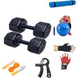 Besinistanbul Ps Spor 9 kg Dambıl x 2 Adet = 18 kg + 5 Çeşit Plastes ve Egzersiz Seti - 2 x 9 kg