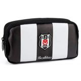 Beşitaş Siyah Beyaz Çubuk Desenli Suni Deri Kalemlik - Kalem Çantası - 25359