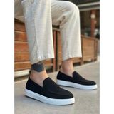 Beskar BA0241 Erkek Siyah Renk Sneaker Spor Ayakkabı – Kaymaz Taban - Siyah Süet