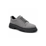 BESKAR BA0245 Gri Süet Erkek Ayakkabı - Pratik Akıllı Lastik Bağcıklı Boy Uzatan Yüksek Tabanlı Rahat Günlük Sneaker