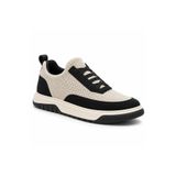 BESKAR BA0911 Bej Siyah Erkek Sneaker - Özel Örme Triko Nefes Alan Deri Tozu Detaylı Hafif Rahat Günlük Spor Ayakkabı