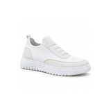 BESKAR BA0911 Beyaz Erkek Sneaker - Özel Örme Triko Nefes Alan Deri Tozu Detaylı Hafif Rahat Günlük Spor Ayakkabı