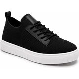 Beskar Back Detaylı Siyah Triko Erkek Spor Ayakkabı - Boy Uzatan Yüksek Taban Günlük Sneaker Kb 110 - Siyah - Beyaz