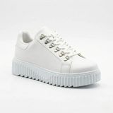 Beskar Beyaz Çengel Detaylı Unisex Sneaker - Bilekli Rahat Kalıp Günlük Spor Ayakkabı BA0505 - Altın