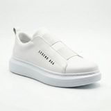 BESKAR Beyaz Cilt Deri Kaymaz Tabanlı Erkek Sneaker - Yer Tutuşu Yüksek Günlük Spor Ayakkabı BA0307