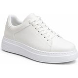 Beskar Beyaz Cilt Erkek Ayakkabı - Kolay Temizlenen Minimalist Rahat Günlük Sneaker Kb B2