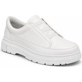 BESKAR Beyaz Cilt Lastikli Erkek Ayakkabı - Bağcıksız Pratik Kolay Temizlenen Minimalist Günlük Sneaker KB 703