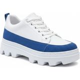 Beskar Beyaz Mavi Şeritli Kaymaz Tabanlı Erkek Sneaker - Sportif Günlük Spor Ayakkabı Kb 056 - Beyaz - Mavi