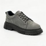 Beskar Gri Süet Akıllı Bağcıklı Erkek Spor Ayakkabı - Yüksek Tabanlı Pratik Sneaker BA0245 - Gri-013