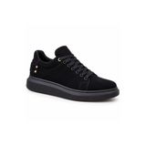 BESKAR KB-047 Kömür Süet Erkek Ayakkabı - Tabanı ve Sayası Full Siyah Monokrom Yumuşak Dokulu Rahat Kalıp Günlük Sneaker