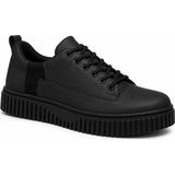 Beskar Kömür Cilt Erkek Ayakkabı - Kolay Temizlenen Premium Rahat Smart Casual Günlük Sneaker Kb X516