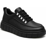 Beskar Kömür Cilt Erkek Spor Ayakkabı - Boy Uzatan Kolay Temizlenen Yüksek Tabanlı Günlük Sneaker Kb X10