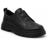 Beskar Kömür Cilt Lastikli Erkek Ayakkabı - Bağcıksız Pratik Kolay Temizlenen Günlük Sneaker Kb 703 - Siyah Mat
