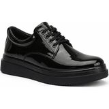 Beskar Kömür Rugan Erkek Ayakkabı - Parlak Premium Smart Casual Rahat Günlük Sneaker Kb X16 - Rugan Siyah