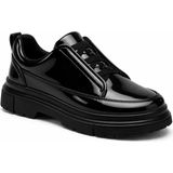 Beskar Kömür Rugan Lastikli Erkek Ayakkabı - Bağcıksız Parlak Premium Smart Casual Sneaker Kb 703 - Parlak Siyah